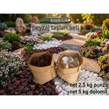 Beyaz Dolomit Taş 5 kg + Kırmızı Ponza 2.5 kg ( Lava Cüruf ) - Peyzaj Taşları - Teraryum - Saksı Üstü Süsleme - Kuru Peyjaz - Akvaryum Taş Seti