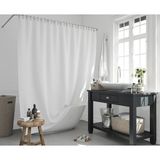 Beyaz Duş Perdesi-Polyester Kumaş Düz Renk Banyo Perdeleri, 180X200CM Küf Tutmaz Banyo Perdesi - 180 x 200 cm