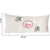 Beyaz Düşler Sokağı Kişiye Özel Harf Nakışlı Yastık (Yst-14) - 16 x 40 cm - Krem Rengi