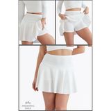 Beyaz / Ekru Etek Içi Sabit Şortlu Yüksek Bel Skirt With Shorts Casual+Beachwear+Tennis 1101 - M