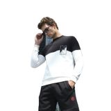 Beyaz Erkek Bisiklet Yaka Logo Nakışlı 3 İplik Çift Renk Sweatshirt NCS JEANS 1624 BEYAZ M