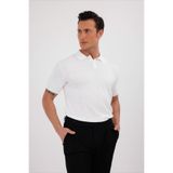 Beyaz Erkek Çizgi Desenli Triko Örme Polo Yaka T-Shirt, Erkek BeyazTişört