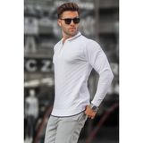 Beyaz Fermuarlı Erkek Triko Kazak 6824 - XL