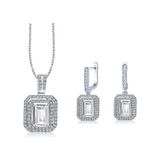 Beyaz Full Tas Baget Attractive Kadin Kolye Kupe Seti