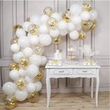 Beyaz Gold Konfetili Balon Zincir Seti 50 Adet