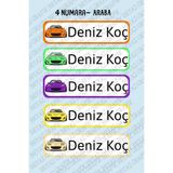 Beyaz Grafik 200 Adet Suya Dayanıklı Kişiye Özel Okul Etiketi/ Defter Kalem Kitap Sticker