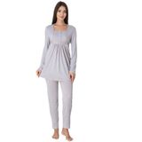 Beyaz Gri Emzirme Özellikli Hamile Lohusa Pijama Takımı Effort