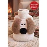 Beyaz Gromit Figürlü Eldivenli Sıcak Su Torbası – Peluş Kılıflı, Karın El Isıtıcı