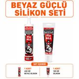 Beyaz Güçlü Silikon Seti 450 Gr + 100 Gr High Tack Çok Amaçlı Yapıştırıcı Mastik Seti