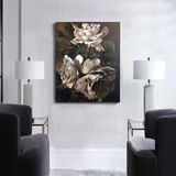 Beyaz Güller Yağlı Boya Dokulu Tablo 60X90 Gold Çerçeveli