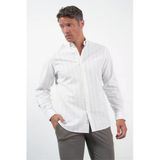 Beyaz-Haki Yumuşak Yaka Uzun Kol Slim Fit Pamuklu Gömlek 1004260259