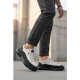 Beyaz Hakiki Deri Lastik Bağcıklı Erkek Casual Ayakkabı Sneaker 25K500-1 M