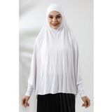 Beyaz Hazır Pratik Sultanbaş Tesettür Kollu Penye Sufle Eşarp Hijab