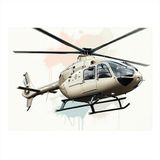 Beyaz Helikopter Tasarımı Art Mdf Poster 35cm X50cm