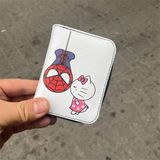 Beyaz Hello Kitty ve Spider-Man Kiss Kısa Cüzdan - Karışık
