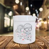 Beyaz I Love You Temalı Seramik Küllük