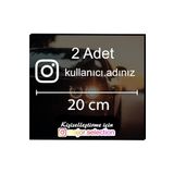 Beyaz İnstagram Logolu Kullanıcı Adı - 2 Adet 20 Cm - Araç - Motor Sticker Etiketi Folyo Kesim