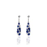 Beyaz Işıltılı Uzun Damla Form Safir Taşlı Gümüş Küpe-4.9X0.9cm