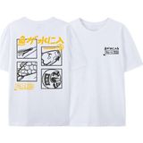 Beyaz Japon Retro Balık Gevşek Bf Tarzı Çift Öğrenci Yarım Kollu Üst
