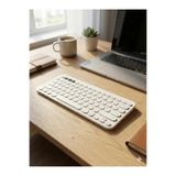 Beyaz Kablosuz Bluetooth Klavye | Tablet Telefon PC Uyumlu Sessiz Yuvarlak Tuşlu Slim Tasarım Beyaz Tek Ebat