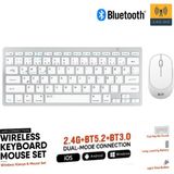 Beyaz Kablosuz Zarif Sessiz Tasarım Dual Mode 2.4g+Bt5.2 Klavye Mouse Set Ios Android Windows Uyumlu