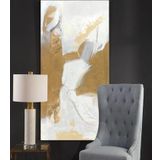 Beyaz Kahve Yağlı Boya Dokulu Tablo 90X120 Siyah Çerçeveli