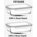 Beyaz Kapaklı Kilitli Saklama Kabı Seti 2'li, 1900CC, Pratik ve Şık Kullanım - Ahşap - Bej - Siyah - Seçenek 1