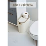 Beyaz Kapaklı Wc Kağıtlıklı Çöp Kovası & Ofis Çöp Kovası 10 Lt - Çok Renkli - Standart