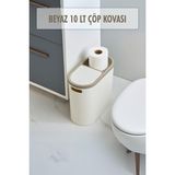 Beyaz Kapaklı WC Kağıtlıklı Çöp Kovası & Ofis Çöp Kovası 10 Lt