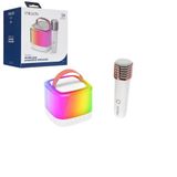 BEYAZ KARAOKE MİKROFONLU WİRELESS HOPARLÖR - SPEAKER IŞIKLI USB ŞARJLI BT - TF CARD - AUX 5W (5047)
