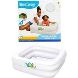 Beyaz Kare Bestway Bebek Havuzu Renkli 86 x 86 x 25 cm Emniyet Valfi ile Kolay Kullanım