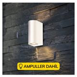 Beyaz Kasa Amber Işık Ledli Iç Ve Dış Mekan Dekoratif Çift Taraflı Aplik Bahçe Balkon Salon Apliği