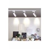 Beyaz Kasa Beyaz Işık 6 Adet 30w Ray Spot Vitrin Armatürü 2 Metre Raylı Spot Lamba