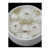 Beyaz Kasede Soya 19x5 Cm Kuş Şakayık Gül Arı Mum