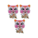 Beyaz Kedi 3 Adet Büyük Boy 41cmx54cm Folyo Balon (Helyum) No:17