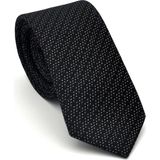 Beyaz Kırcıl Desenli Siyah Dokuma Kumaş Mendilli Slim Fit Kravat // SDK-2504-1 - Standart