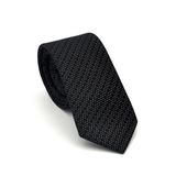 Beyaz Kırcıl Desenli Siyah Dokuma Kumaş Mendilli Slim Fit Kravat // SDK-2504-1