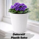 Beyaz Kırılmaz Plastik Dekoratif Saksı (1 Adet) 15Cm Orkide Çiçek Bitki İçin Kırılmaz Balkon Saksısı
