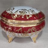 Beyaz Kırmızı Gold Çiçekli İtalyan malı Limoges Porselen Şekerlik 20x16cm, 13 cm yükseklik, SIFIR ÜRÜN