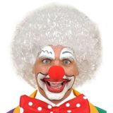 Beyaz Kıvırcık Afro Peruk ve Kırmızı Sünger Burun Seti 24242420980