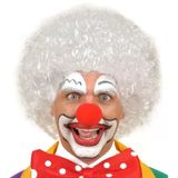 Beyaz Kıvırcık Afro Peruk Ve Kırmızı Sünger Burun Seti P42742s9753