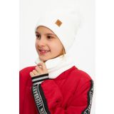 Beyaz Kiz Bebek Cocuk Kurk Ponponlu Sapka Bere Boyunluk Takim Rahat 100 Pamuklu Kaskorse