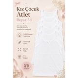 BEYAZ Kız Çocuk Atlet Geniş Askılı 5 li Paket Likralı