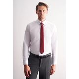Beyaz Klasik Yaka Uzun Kol Cepsiz Slim Fit Basic Pamuklu Gömlek 1004255057