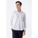 Beyaz Klasik Yaka Uzun Kol Cepsiz Slim Fit Basic Pamuklu Gömlek 1004255059