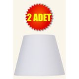 Beyaz Konik Abajur Başlığı 2 Adet Kumaş Çap 35 Cm A871 Beyaz
