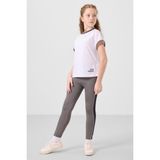 Beyaz-Koyu Gri O Yaka Yan Şerit Detaylı Standart Fit Performans Kız Çocuk Tayt Takım - 75191 - 7 - 8 Yaş - Beyaz - Koyu Gri