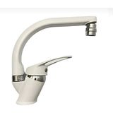 Beyaz Krom Oynar Başlıklı Banyo Lavabo Bataryası Musluğu Çift Su Girişli
