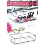 Beyaz Küçük Makyaj ve Kozmetik Fırça Organizer Modülü - Ahşap - Bej - Siyah