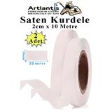 Beyaz Kurdele Saten 2 Cm 10 Metre 2 Adet Saten Kurdela Parlak Hediye Ve Süsleme Şeridi Süs Paketleme Çiçek Saç El